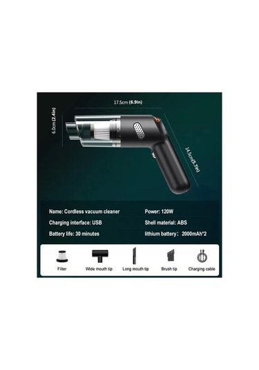 Createtech Taşınabilir Süpürge Şarj Mini Jl Elektrikli El Edilebilir Araba Bu Beyaz