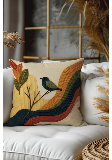 2 Li Nakış Desenli, Çift Taraflı Baskı, Kırlent Kılıfı Seti 01