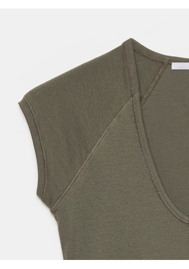 Dilvin 32894 V Yaka Fit T-shirt-haki