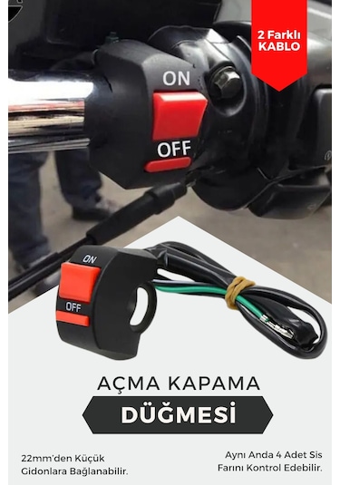Atv Motosiklet Sis Farı Açma Kapama Gidon Düğmesi