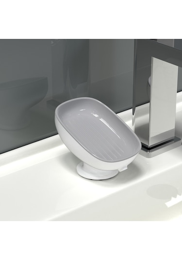 Mufunye Duvar Montajlı Sabun Tutucu, Delme Yok, Süper Sıçrama Pervane, Su Akışlı Tasarım, Banyo Dolapı, Gri, 120 Adet Paket Diğer