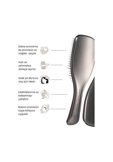 The Ultimate Detangler - Chrome - Midnight Silver Gümüş Saç Fırçası - Tarak