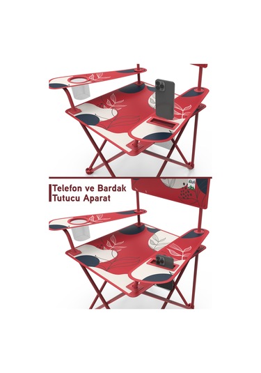 Perilla Qufi Katlanır Kamp Piknik Sandalyesi Rejisör Koltuğu 2 Adet - Kırmızı Kırmızı