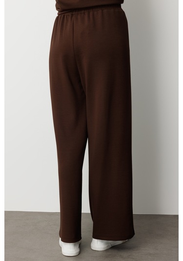 Mizalle Beli Lastikli Yumuşak Dokulu Kahverengi Jogger Panton Kahverengi