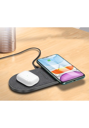 Jeemson Gri 2'li Kablosuz Şarj Aleti, İphone Ve Samsung İçin Hızlı Şarj, 10w Çift Güç, Akıllı Kontrol, Hafif Tasarım