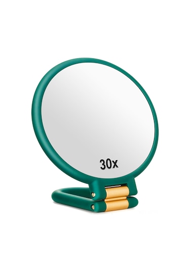 Yifomall Çift Taraflı Taşınabilir Yeşil Makyaj Aynası, 30x Büyütme Özelliği İle Pratik Kullanım