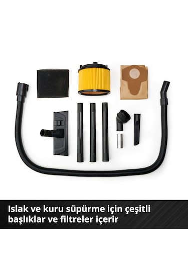 Einhell TC-VC 18/20 Li S - Solo, Akülü Islak/Kuru Süpürge (Akü ve şarj cihazı dahil değildir) - 2347130