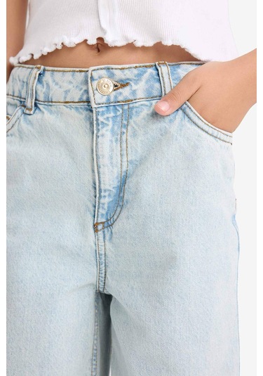 Defacto Kız Çocuk Wide Leg Yırtık Detaylı Geniş Paça Jean Pantolon Z4708a625spnm63 Mavi