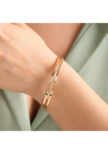 Altın Kaburga Kelepçe Çift Kol Tek Sıra