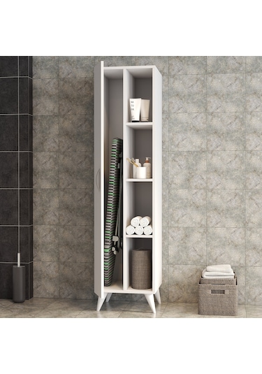 Tek Kapılı Raflı Ütü Masası Dolabı Beyaz - Bdl0301 Beyaz