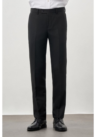Siyah Düz Gabardin Esnek Yan Cep Slim Fit Classic Pantolon 1003245209 001 Siyah