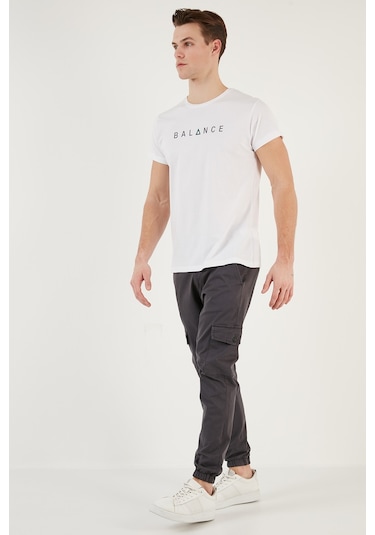 Buratti Pamuklu Slim Fit Bisiklet Yaka Erkek T Shirt 541Balance Beyaz