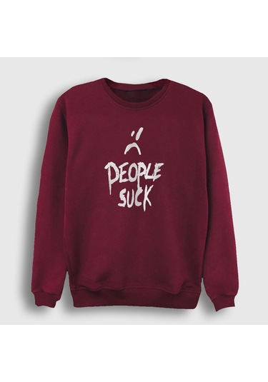 Presmono Unisex People Suck Xxxtentacion Sweatshirt Bordo