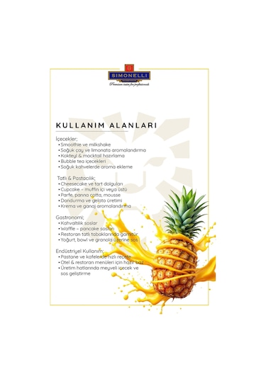 Simonelli Ananas Meyve Püresi 1 KG