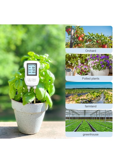 Folinda Toprak Ph, Nem Ve Sıcaklık Testeri - Çift İğne Hassas Ölçüm - Lcd Ekranlı Bahçe Bitki Bakımı Aleti