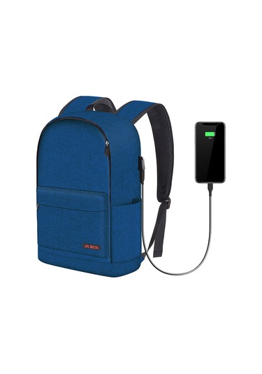 Yifomall 16 İnç Laptop İçin Spor Çanta - Usb Şarj, Antiçalar Çantası, Sırt Baskısı Azaltıcı, Vagon Bağlama Kemer, Geniş Hacim, Mavi