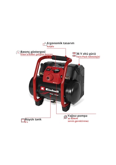 Einhell TE-AC 36/150 Li OF - Solo, Akülü Kompresör  - 4020415