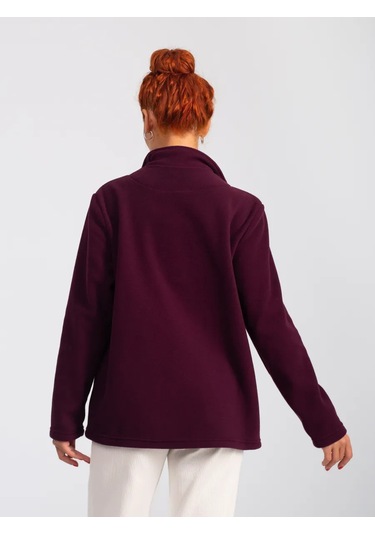 Domtrik Fermuarlı Sıcak Fleece Sweatshirt 300911856 Şarap Rengi
