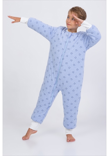 Erkek Çocuk Uyku Tulumu 6-9 Yaş Kalın Elyaf Dolgulu Premium Kalite 2.5 Tog-mavi-siyah-beyaz Mavi - Beyaz