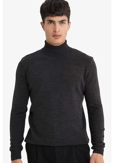 Defacto Slim Fit Dar Kesim Balıkçı Yaka Basic Düz Triko Kazak R1124az25wngr210 Gri-gr210