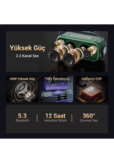 Nowgo C2 60w Taşınabilir Rgb Bluetooth Hoparlör Ipx4 Parti Speaker Bej