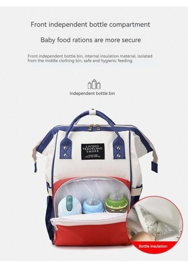 Didadodo Dinosaurs Home Bebek Bakım Çantası - Kırmızı, Mavi Altın - Pratik Tasarım Altın