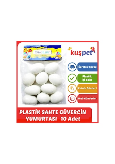 İçi Dolu Plastik Güvercin Yumurtası 10 Adet