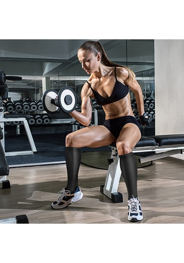 Hombey Kadın Erkek Spor Koşu 15-20 Mmhg Kompresyon Çorapları, Diz Uzunluğunda, Siyah, 3'lü Paket, 2xl 46+ Numara İçin