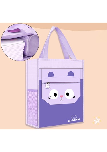 Suntek El Çantası Sevimli Üst Saplı Cepli Çocuk Tote İş Mor