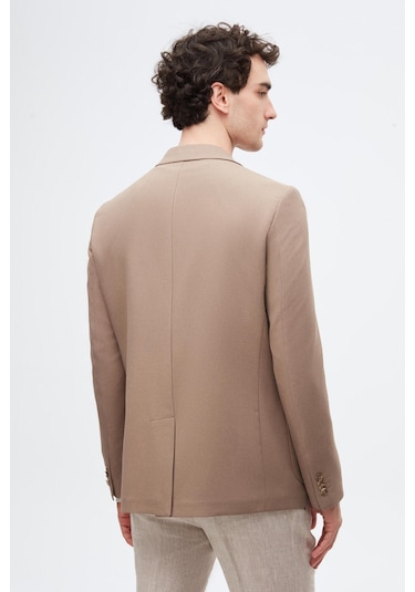 Twn Slim Fit Vizon Armürlü Uçan Blazer Kumaş Ceket 4ef04zb024092 Vizon