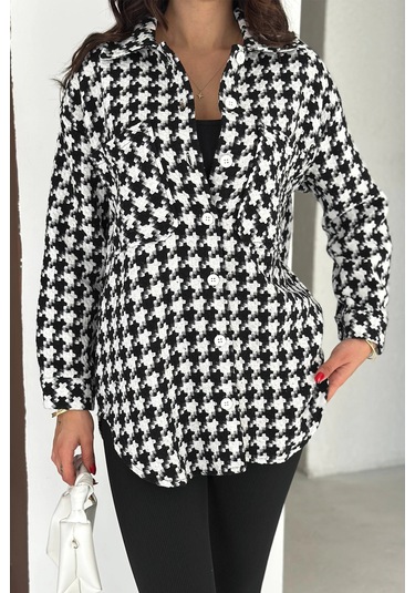 Kazayağı Gömlek Siyah Siyah