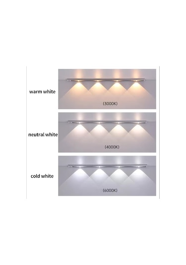 Beyaz Renk 4 Led 50 Cm Hareket Sensörlü Led Işık Tezgah Altı Ofis Ev Led Lamba Çok Renkli