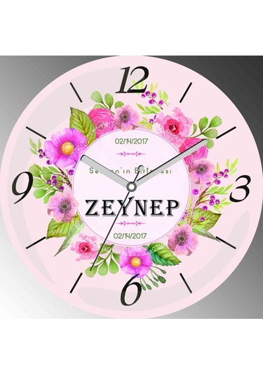 Kişiye Özel Birtanem Çap 30cm Sessiz Akar Bombeli Gerçek Cam Duvar Saati Çok Renkli