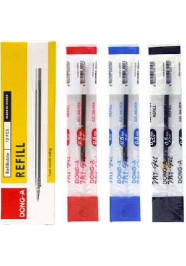 Dong-A My-Gel Iğne Uçlu Jel Kalem Yedeği Siyah 12'li Paket