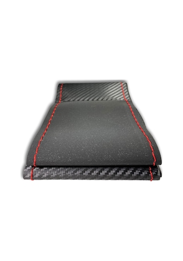 Çarşıhan Karbon Alcantra Kırmızı Dikişli Direksiyon Kılıfı