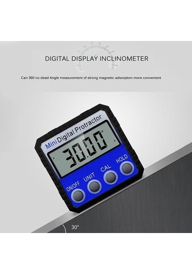 Pazly Mini Çok Açılı Dijital Ekran İnklinometre, Güçlü Manyetik, 52x52x28mm, 4x90 Derece Diğer