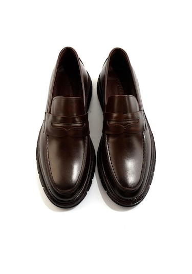 Kahve Hakiki Deri Erkek Loafer Ayakkabı E01795025641 Kahve