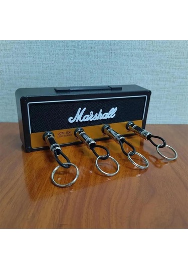 Yuntech01 "marshall Duvar Anahtar Takımı - 4 Telli Gitar Plug Desenli Anahtar Asma Aleti" Siyah