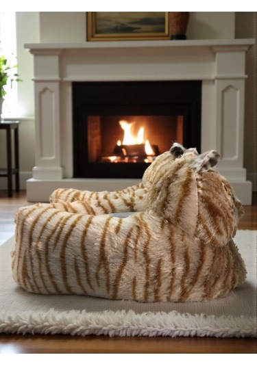 Kadın Kız Çocuk Yumuşak Soft Hayvanlı Kedi Figürlü Panduf Ev Ayakkabısı Taba