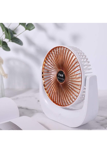 Usb Şarj Edilebilir 3 Hızlı Masaüstü Soğutma Fanı Ev Ofis Masası Gül Altın
