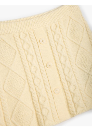 Koton Basic Panço Dokulu Düğme Kapamalı Örgü Detaylı Ekru 5wkg90032at Ekru