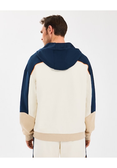 Skechers M Diagonel Lw Fleece Fullzip Hoodie Sweatshirt Erkek Off White Sweatshirt S2510027-102 Off White Beyaz