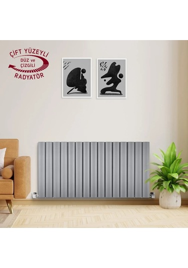 600x1435 Amber Yatay Gümüş Gri Alüminyum Radyatör