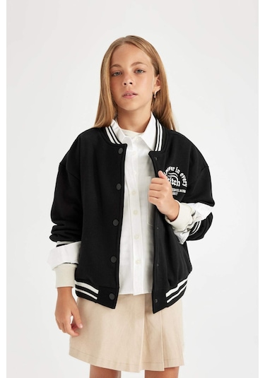 Defacto Kız Çocuk Kolej Yaka Kalın Kumaş İçi Yumuşak Tüylü Bomber Hırka A4816A824AUBK81 Siyah Defacto Kız Çocuk Kolej Yaka Kalın Kumaş İçi Yumuşak Tüylü Bomber Hırka A4816A824AUBK81 Siyah
