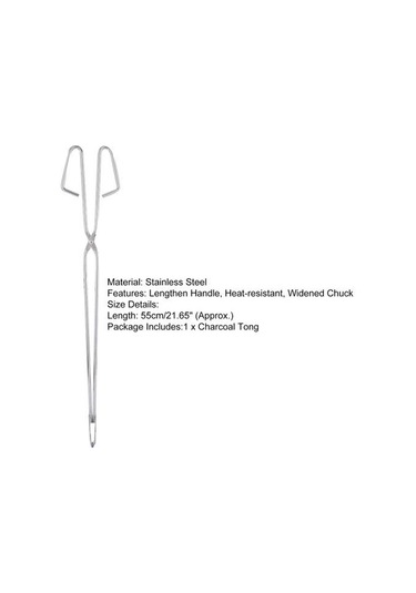 Kömür Maşası Emek Tasarrufu Kolay Kullanım Paslanmaz Çelik Uzatma Kolu Dış Mekan İçin Taşınabilir Yangın Klipsi Gümüş