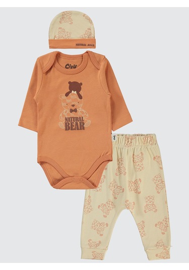 Civil Baby Erkek Bebek 3'lü Takım 6-18 Ay Tarçın Tarçın