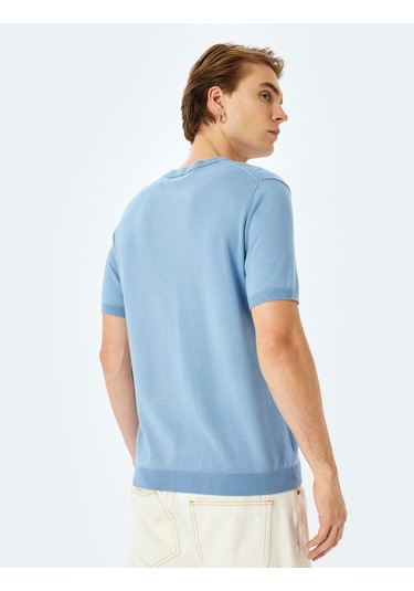 Koton Regular Fit Bisiklet Yaka Viskon Basic Kısa Kollu Triko Tişört Mavi 5sam70022ht Mavi