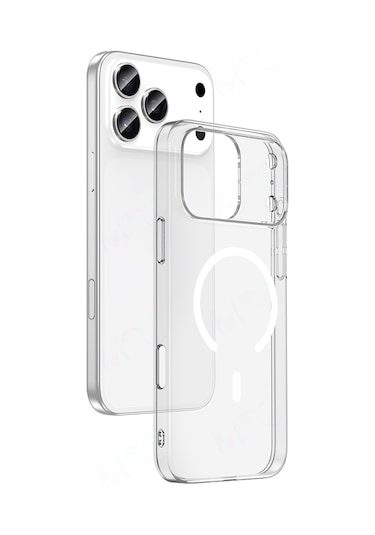 İphone 17 Pro Kılıf M-safe Şarj Özellikli Şeffaf Kamera Çerçeveli Porto Kılıf Şeffaf
