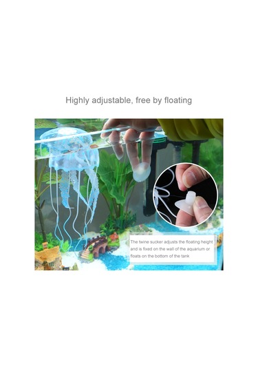 Sones Akvaryum Ürünleri Dekorasyon Silikon Simülasyon Floresan Vantuzlu Denizanası, Boyut: 8 20cm Yeşil