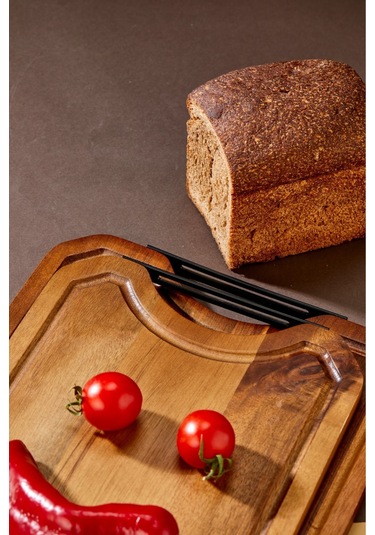 Cooker 2'li Lüx Akasya Ağacı Kesme Tahtası Kahverengi